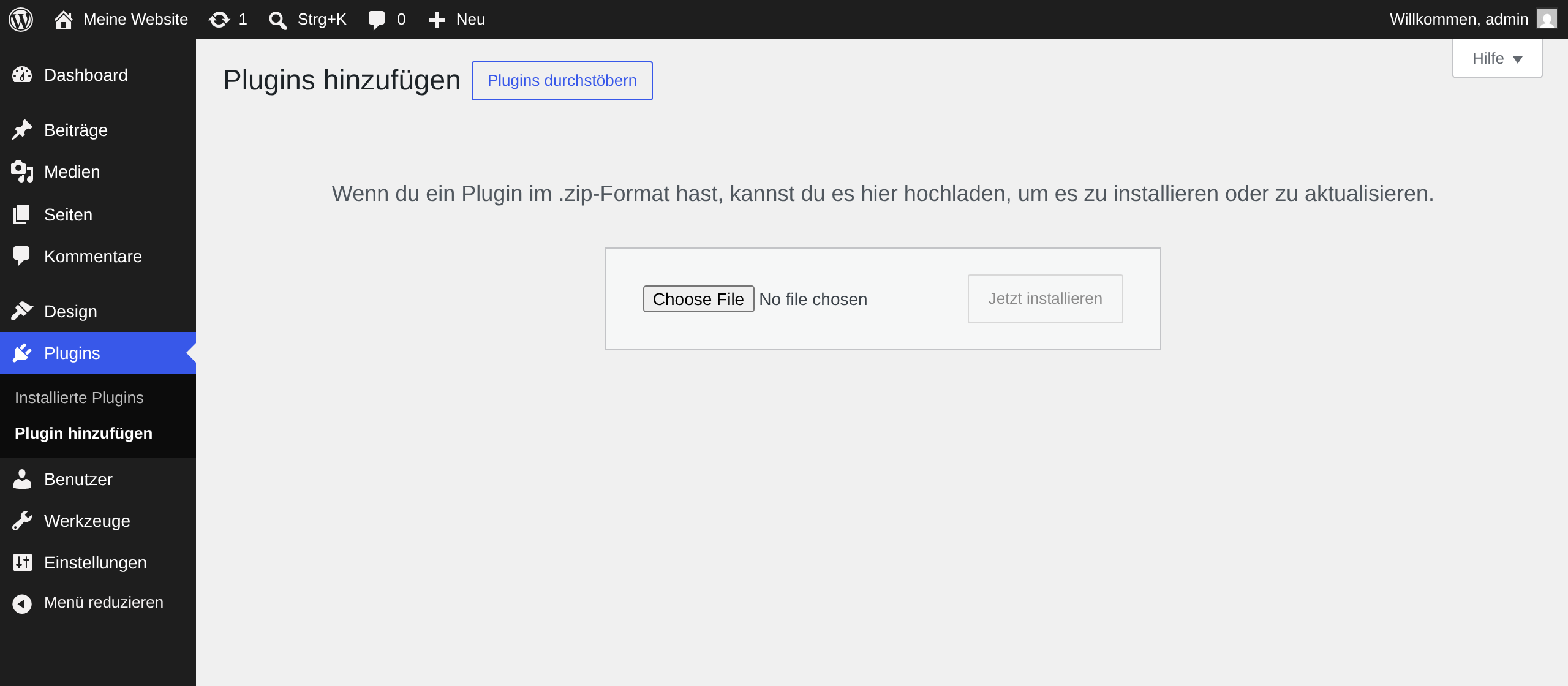 Plugin im WordPress-Adminbereich hochladen
