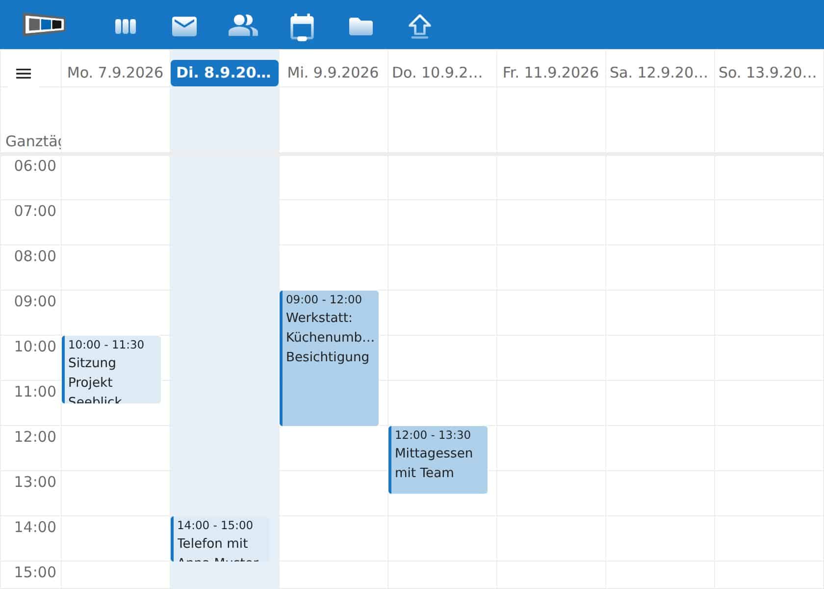 Kalender in der Wochenansicht