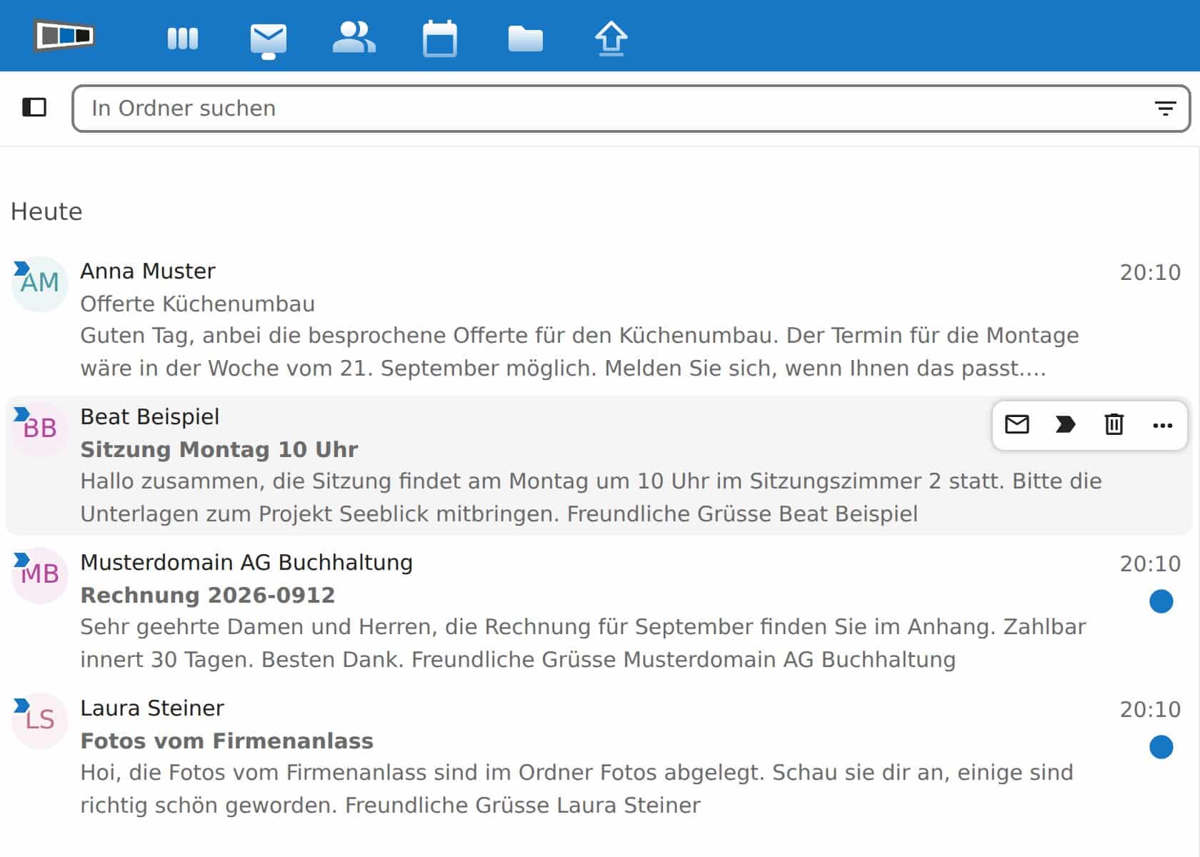 Posteingang in OfficeMail