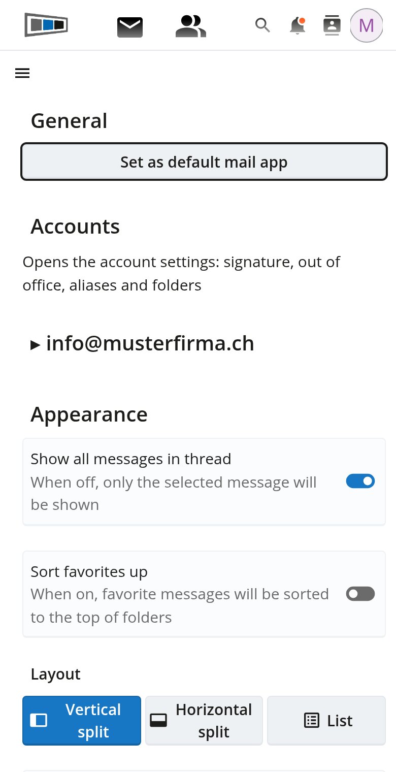 Email settings with accounts