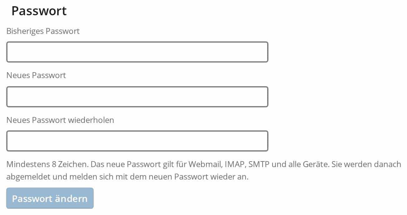 Passwort ändern in OfficeMail