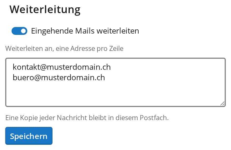 Weiterleitung in OfficeMail mit mehreren Adressen
