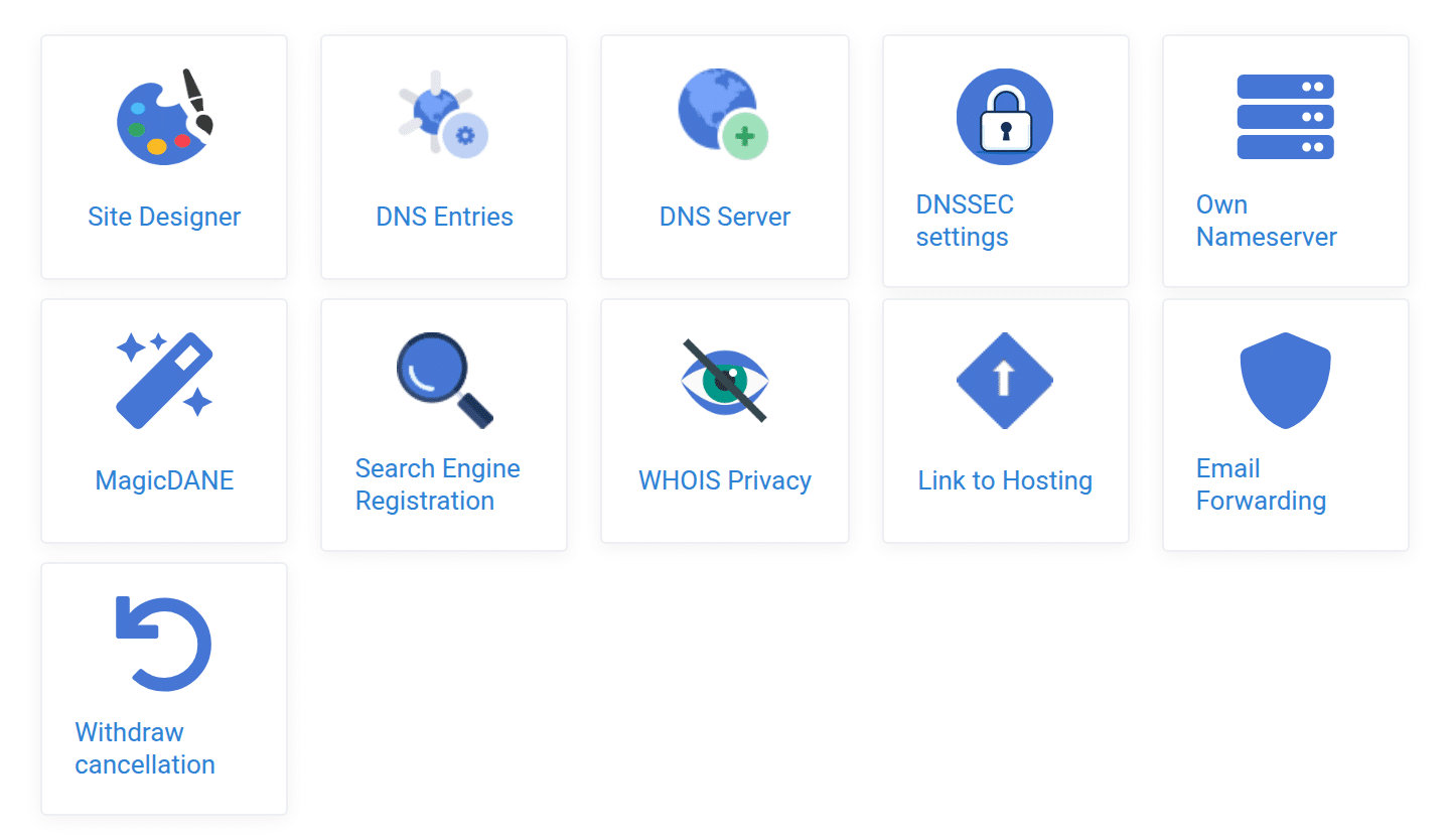 Domain management with the tile Withdraw cancellation