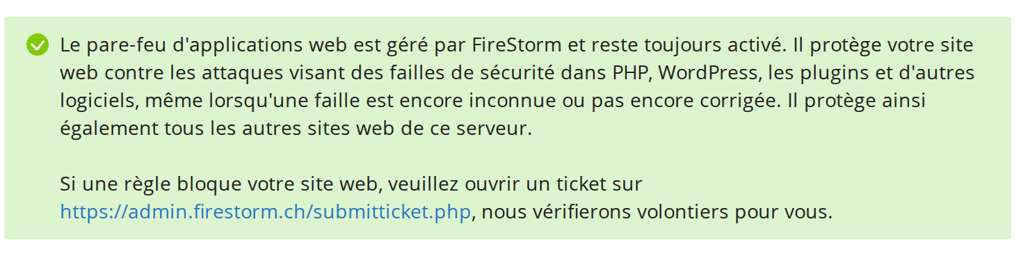 Avis concernant le pare-feu d'applications web dans la gestion de l'hébergement