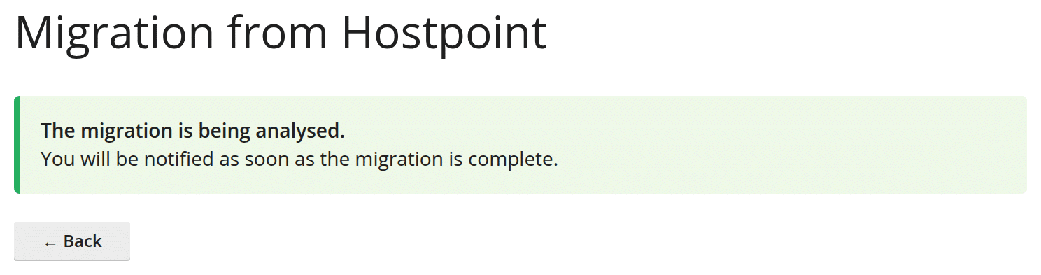 Confirmation: the migration is being analysed